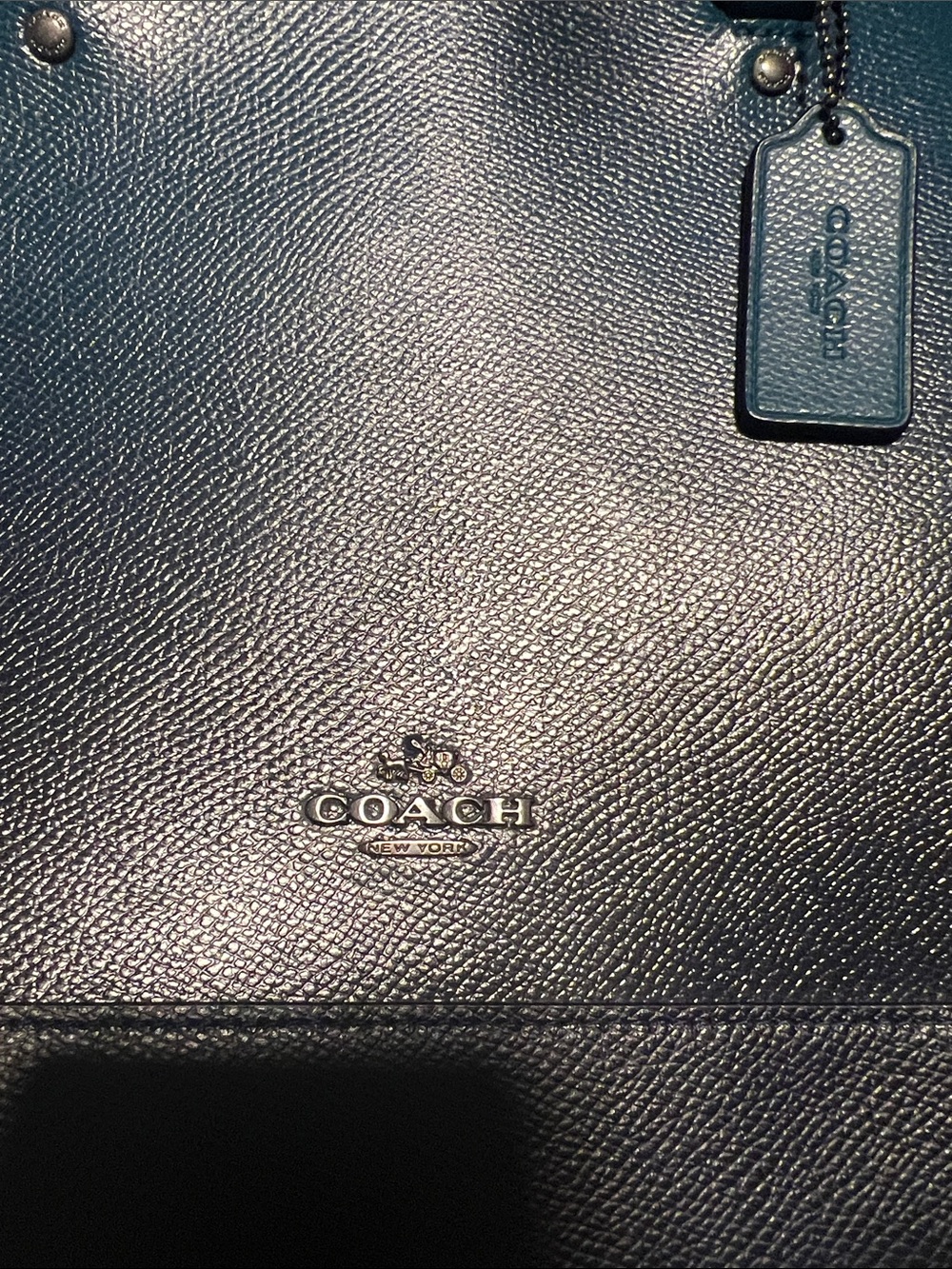 Coach Teal to Blue Ombre Dome Satchel with long strap - Picture 2 of 8